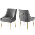 Discern Pleated Back Upholstered Performance Velvet Dining Chair Set of 2 by Modway