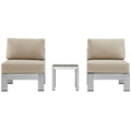 Shore 3 Piece Outdoor Patio Aluminum Sectional Sofa Set by Modway
