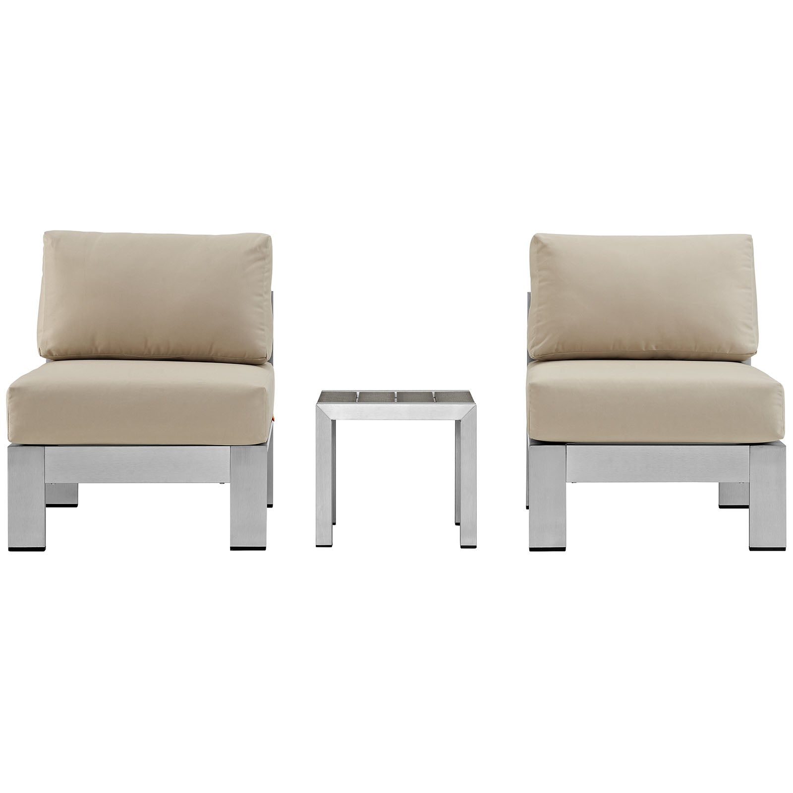 Shore 3 Piece Outdoor Patio Aluminum Sectional Sofa Set by Modway