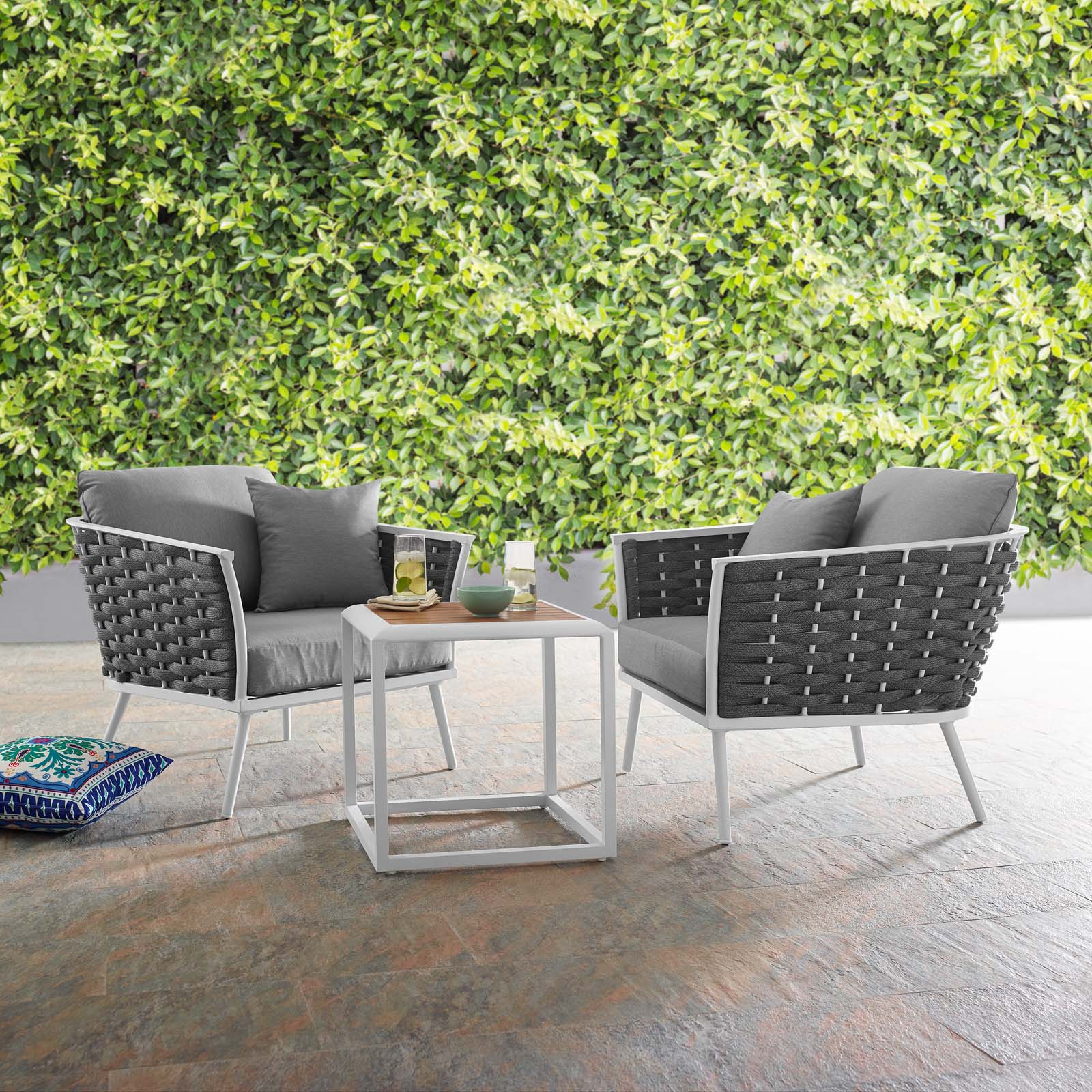 Stance 3 Piece Outdoor Patio Aluminum Sectional Sofa Set by Modway