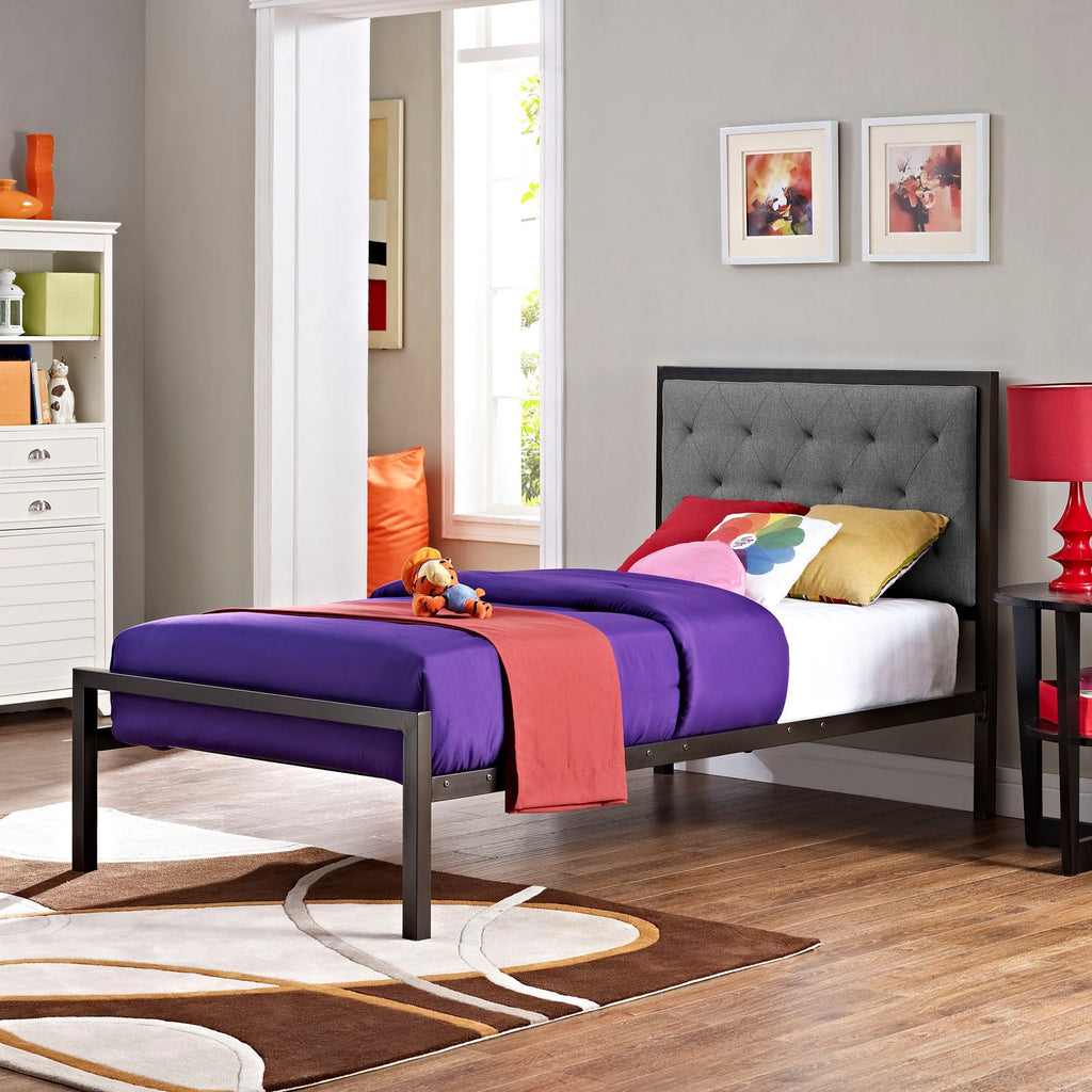 Mia Fabric Twin Bed by Modway