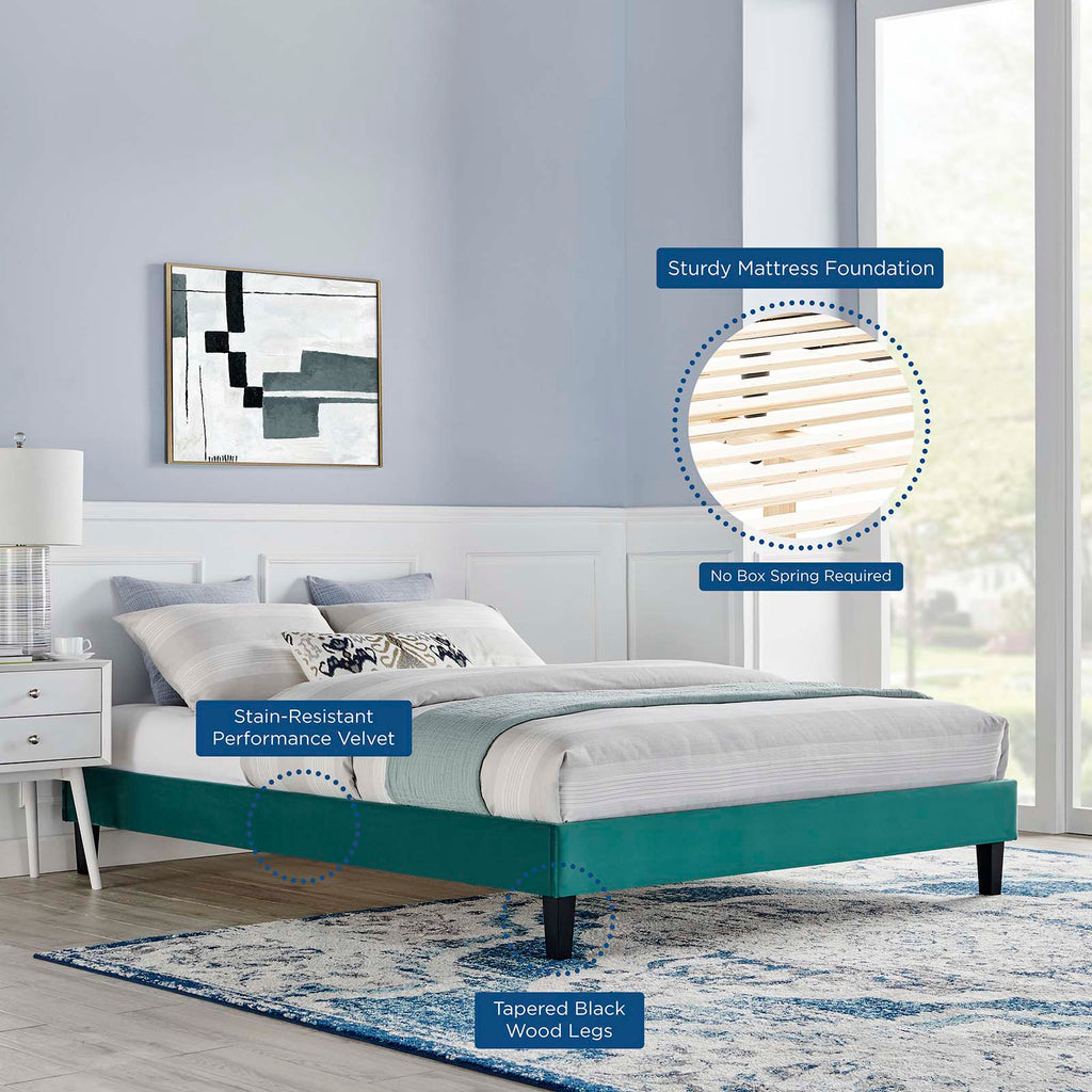 Reign Performance Velvet Twin Platform Bed Frame by Modway