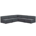 Mingle 5 Piece Upholstered Fabric Armless Sectional Sofa Set by Modway