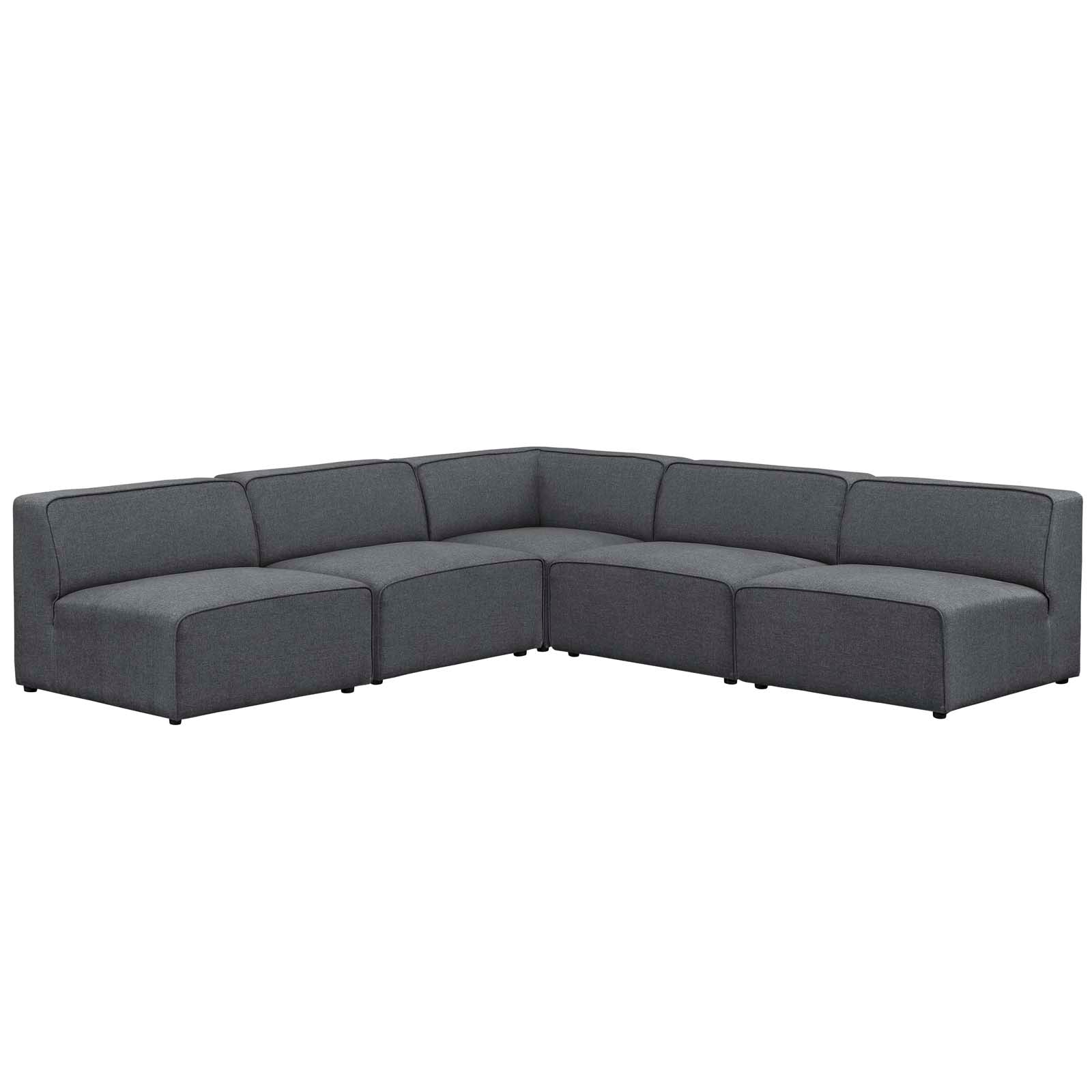 Mingle 5 Piece Upholstered Fabric Armless Sectional Sofa Set by Modway