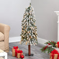 4' Flocked Gr& Alpine Artificial Christmas Tree w/ 100 Clear Lights