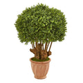 39"  Boxwood Artificial Topiary Tree in Terracotta Planter (Indoor/Outdoor)
