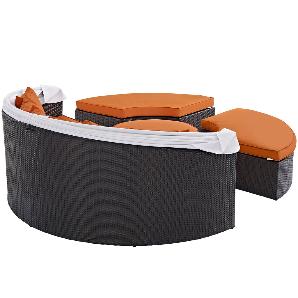 Quest Outdoor Patio Wicker Rattan Canopy Sectional Daybed by Modway