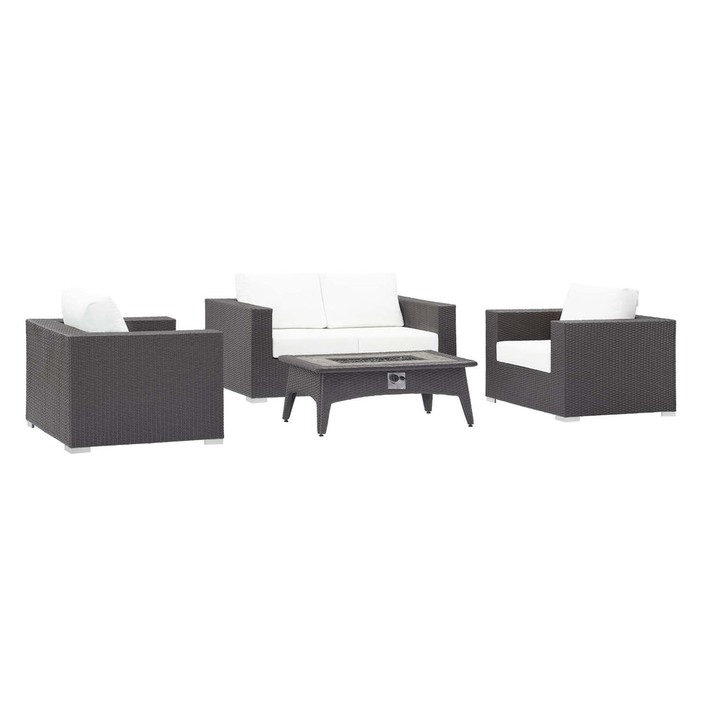 Convene 4 Piece Set Outdoor Patio with Fire Pit by Modway