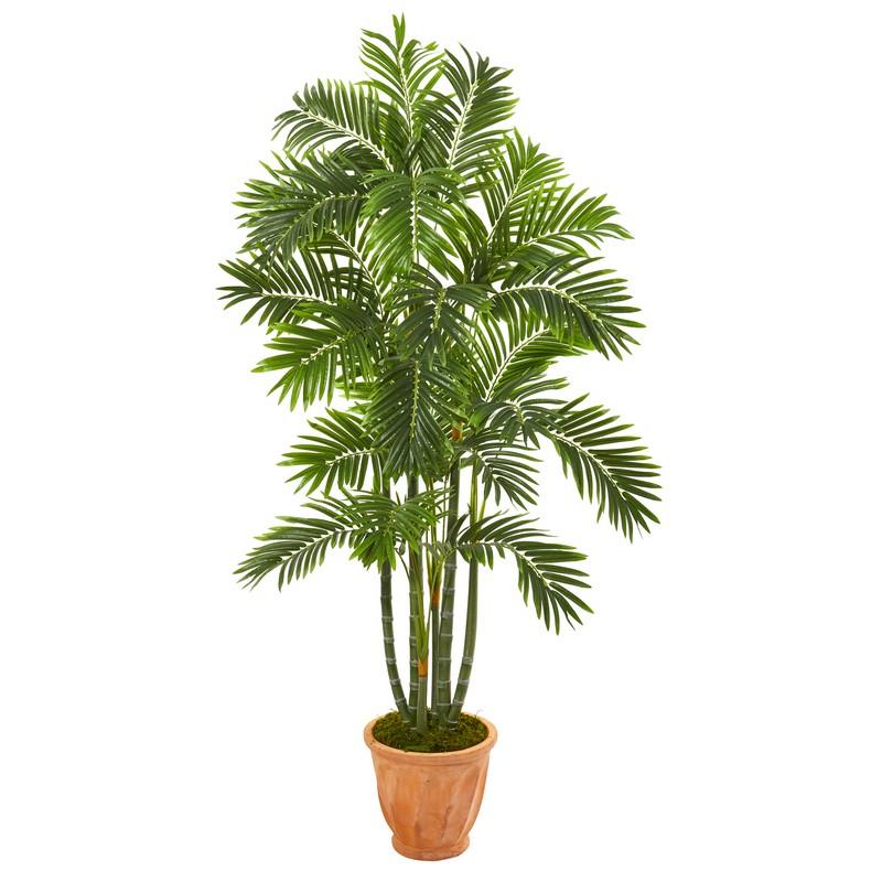 68"  Areca Palm Artificial Tree in Orange Planter