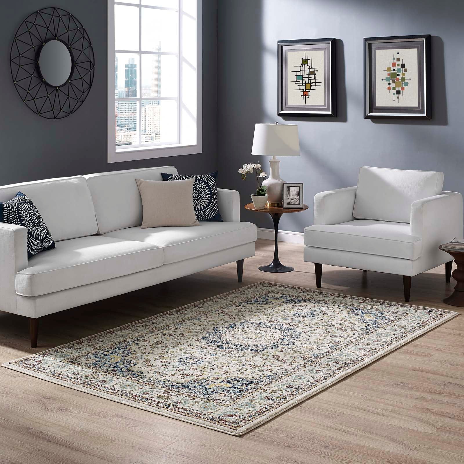 Meryam Distressed Vintage Medallion 5x8 Area Rug by Modway