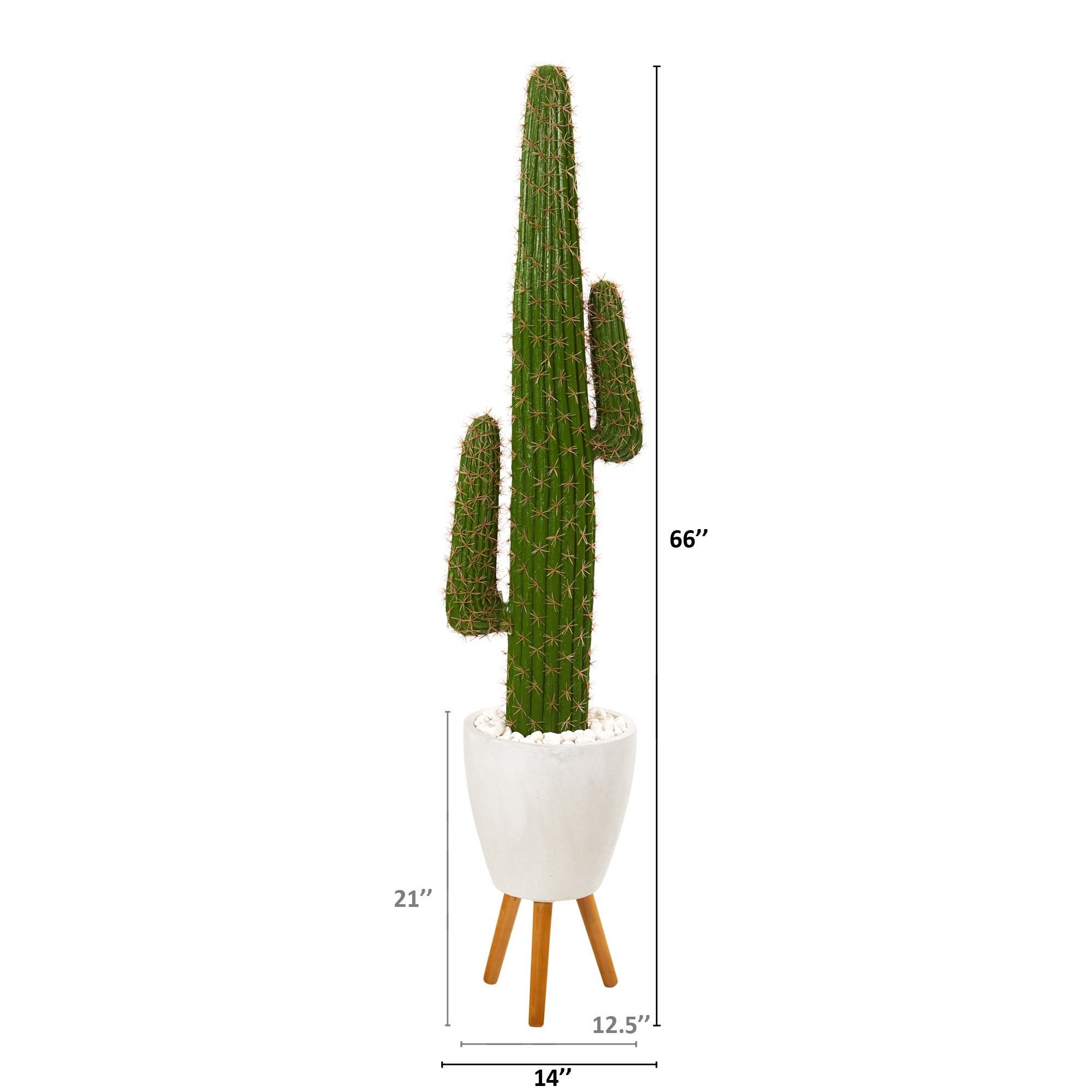 5.5' Cactus Artificial Plant in White Planter with Stand