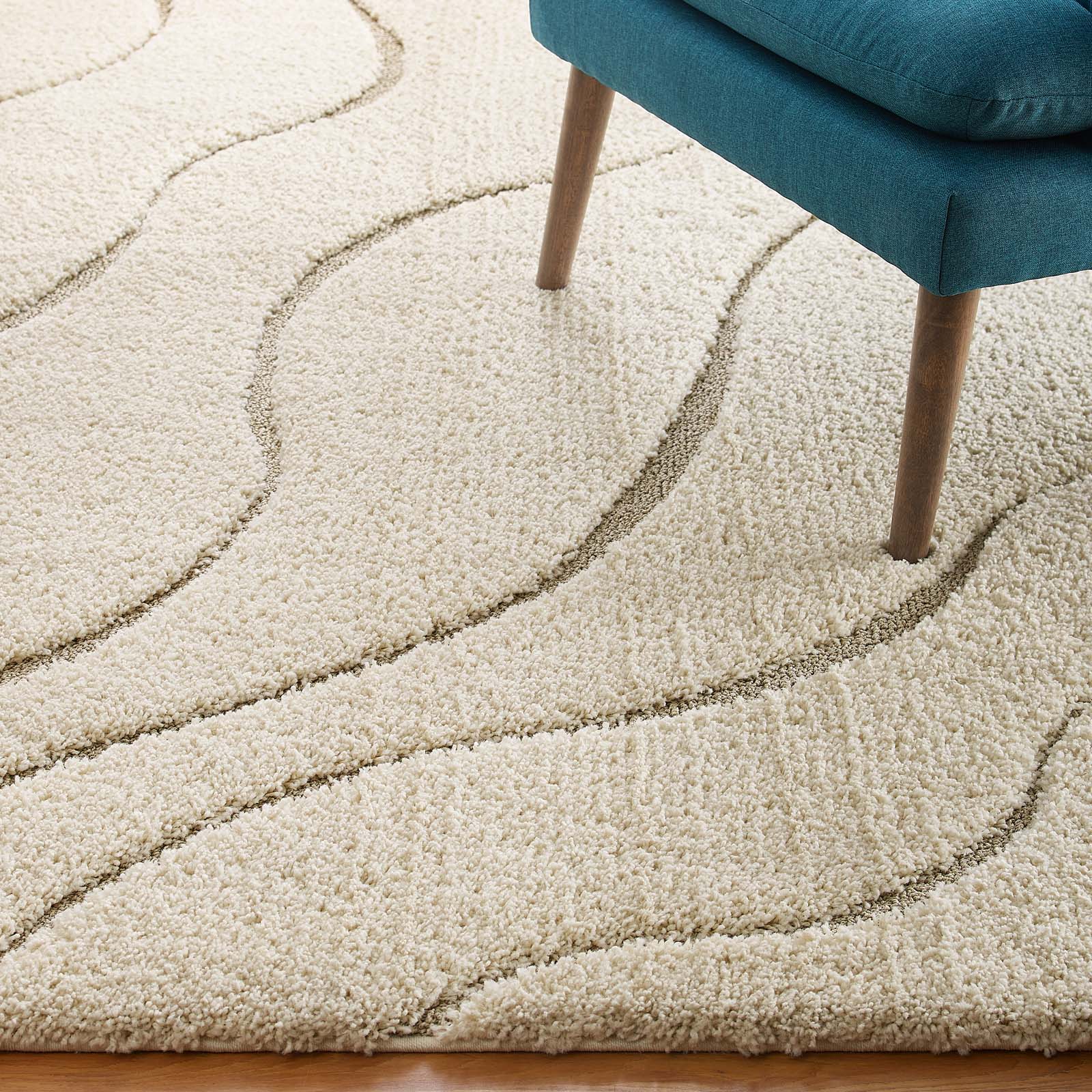 Jubilant Abound Abstract Swirl Shag 5x8 Area Rug by Modway