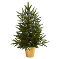 2.5' Christmas Tree w/Golden Planter & Clear Lights