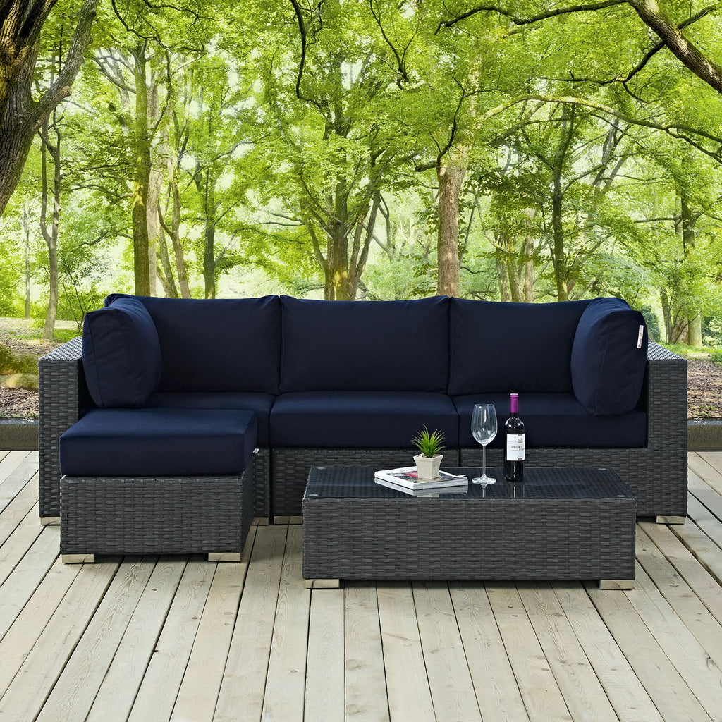 Sojourn 5 Piece Outdoor Patio Sunbrella¨ Sectional Set by Modway