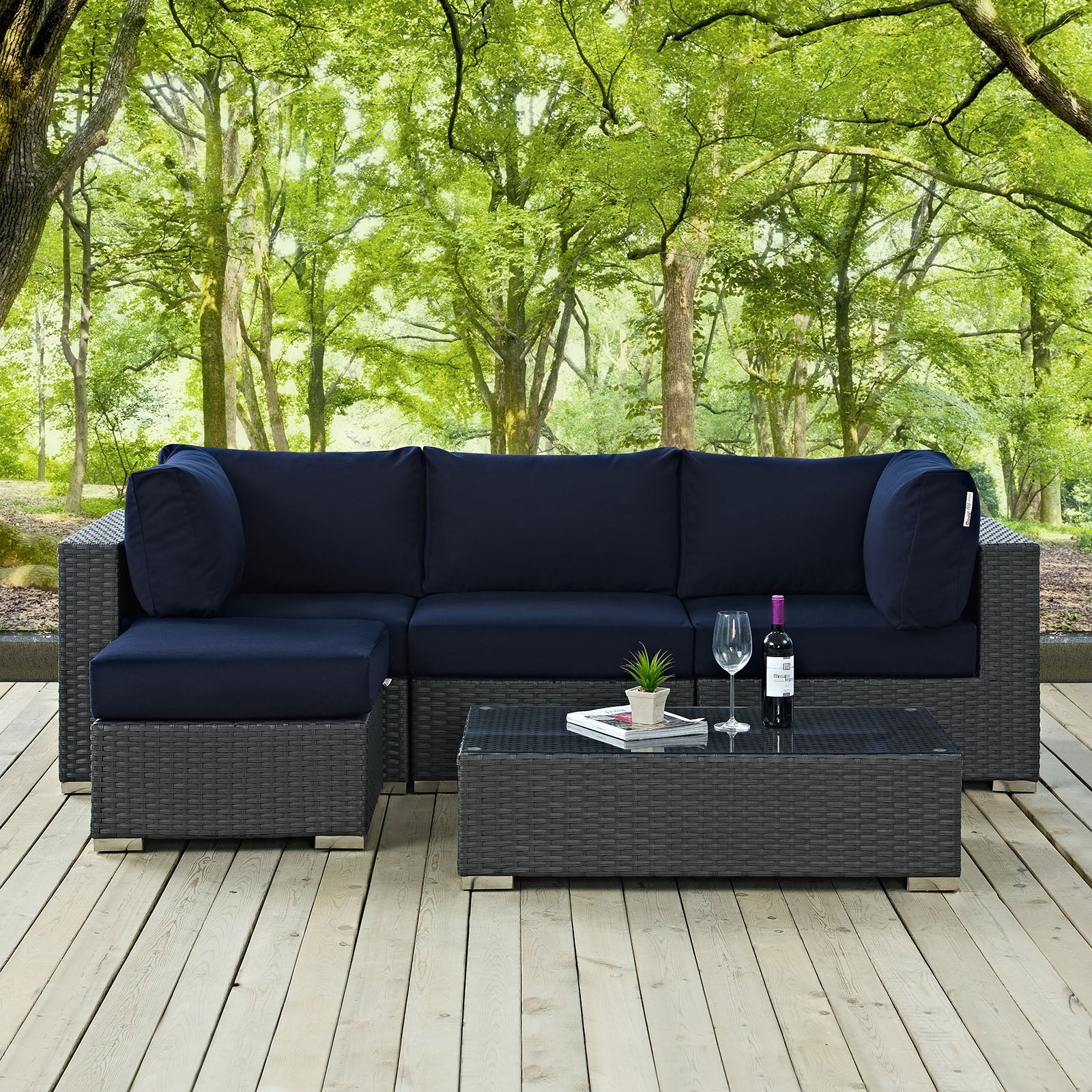 Sojourn 5 Piece Outdoor Patio Sunbrella¨ Sectional Set by Modway