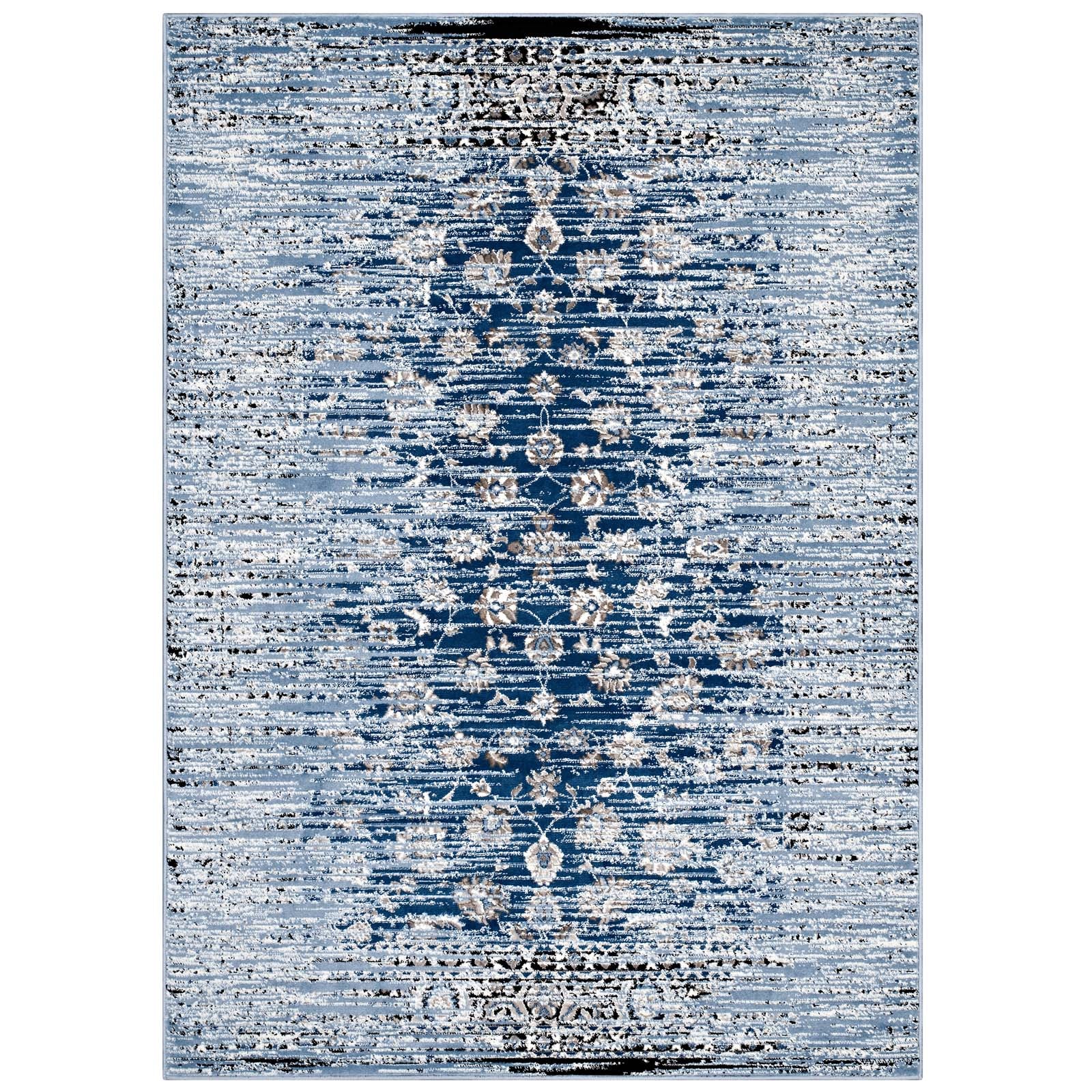 Chiara Distressed Floral Lattice Contemporary 5x8 Area Rug by Modway