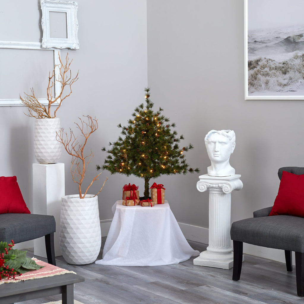 3' Colorado Mountain Pine Artificial Christmas Tree w/ 50 Clear Lights