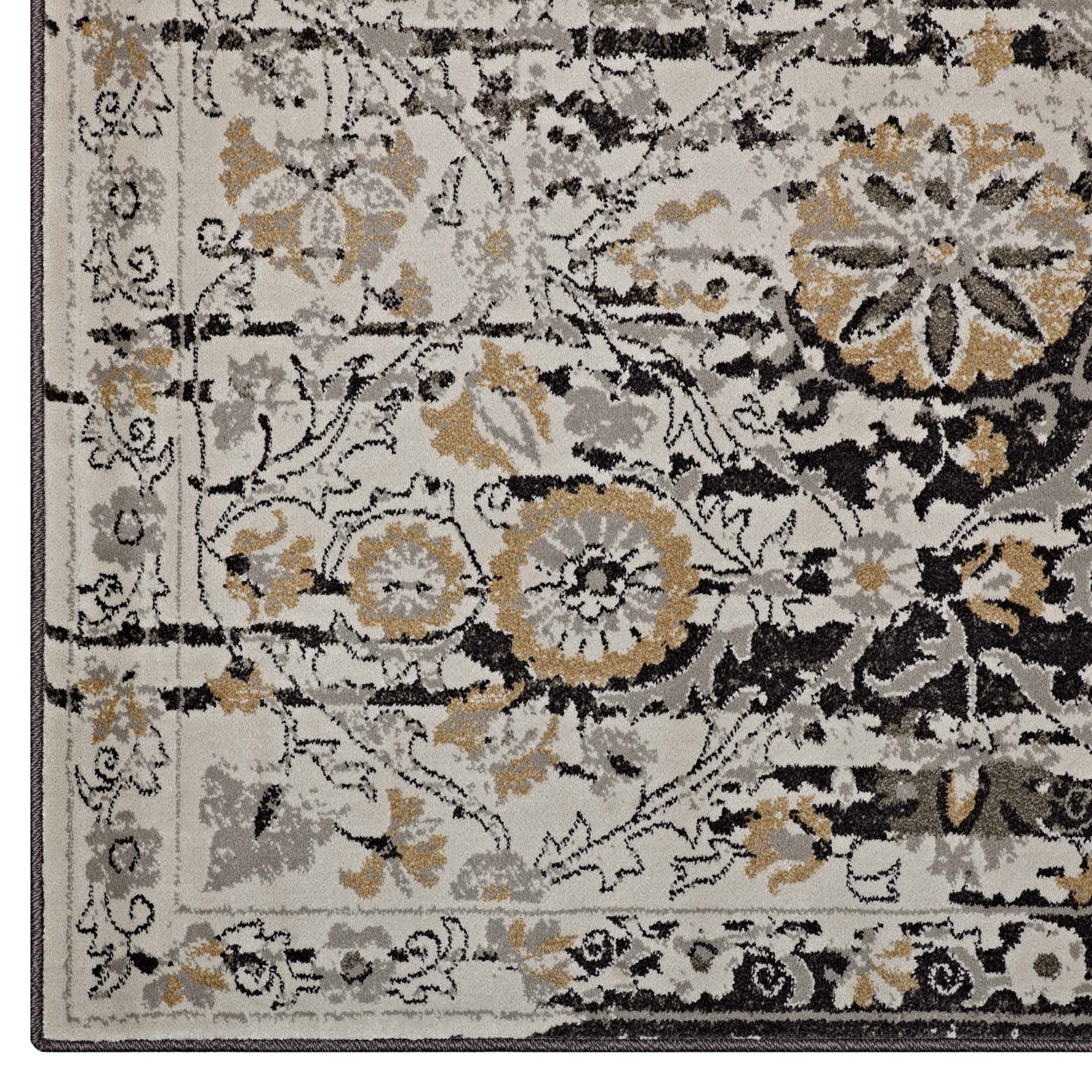 Ganesa Distressed Diamond Floral Lattice 8x10 Area Rug by Modway
