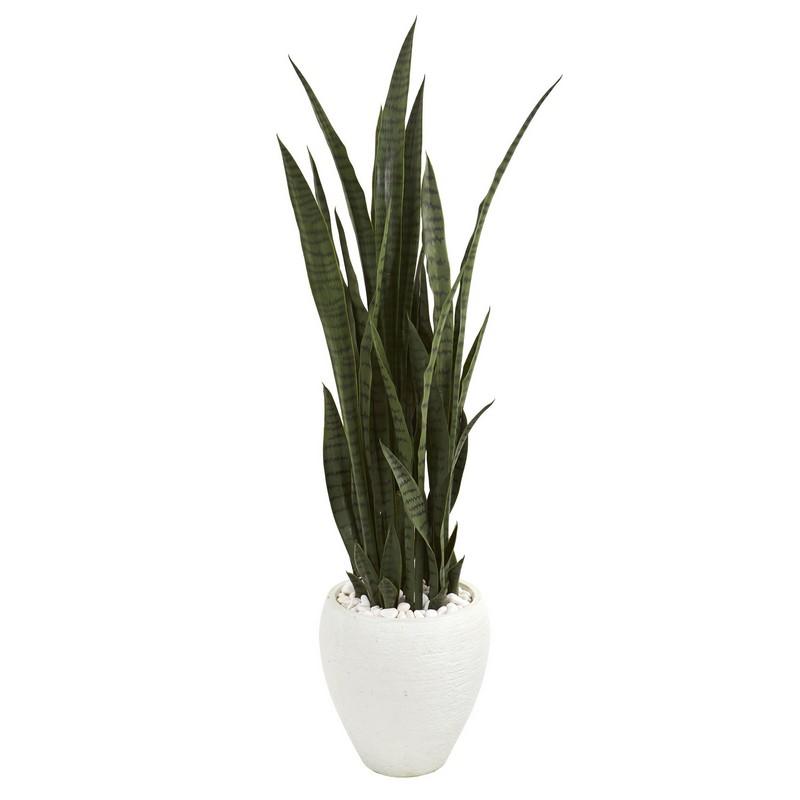 51"  Sansevieria Artificial Plant in White Planter