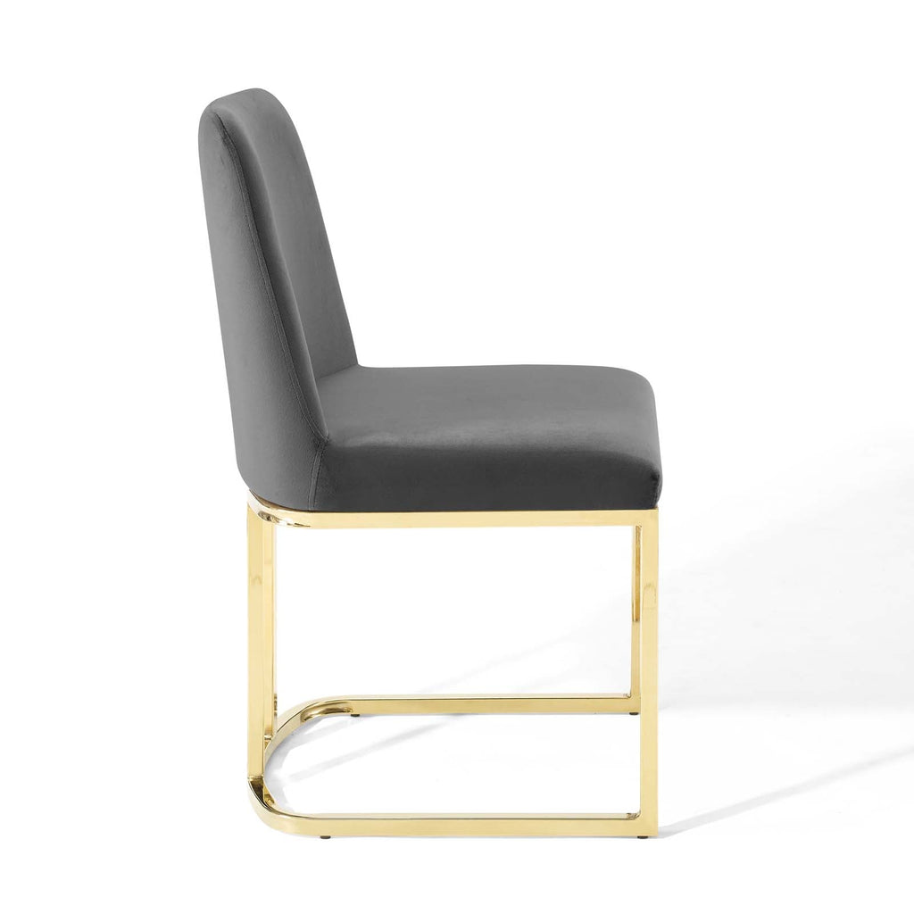 Amplify Sled Base Performance Velvet Dining Chairs Set of 2 by Modway