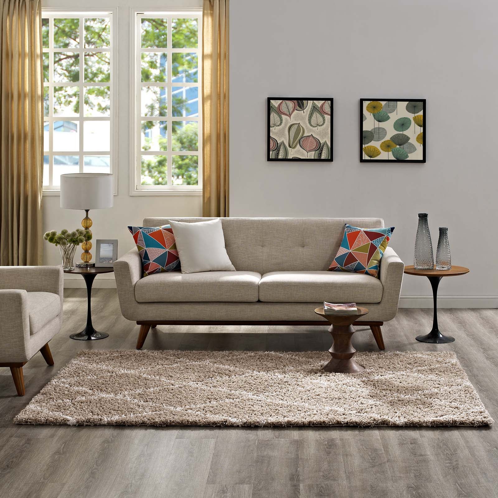 Toryn Diamond Lattice 5x8 Shag Area Rug by Modway