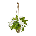 26" Phalaenopsis Orchid and Fern Artificial Plant in Hanging Vase