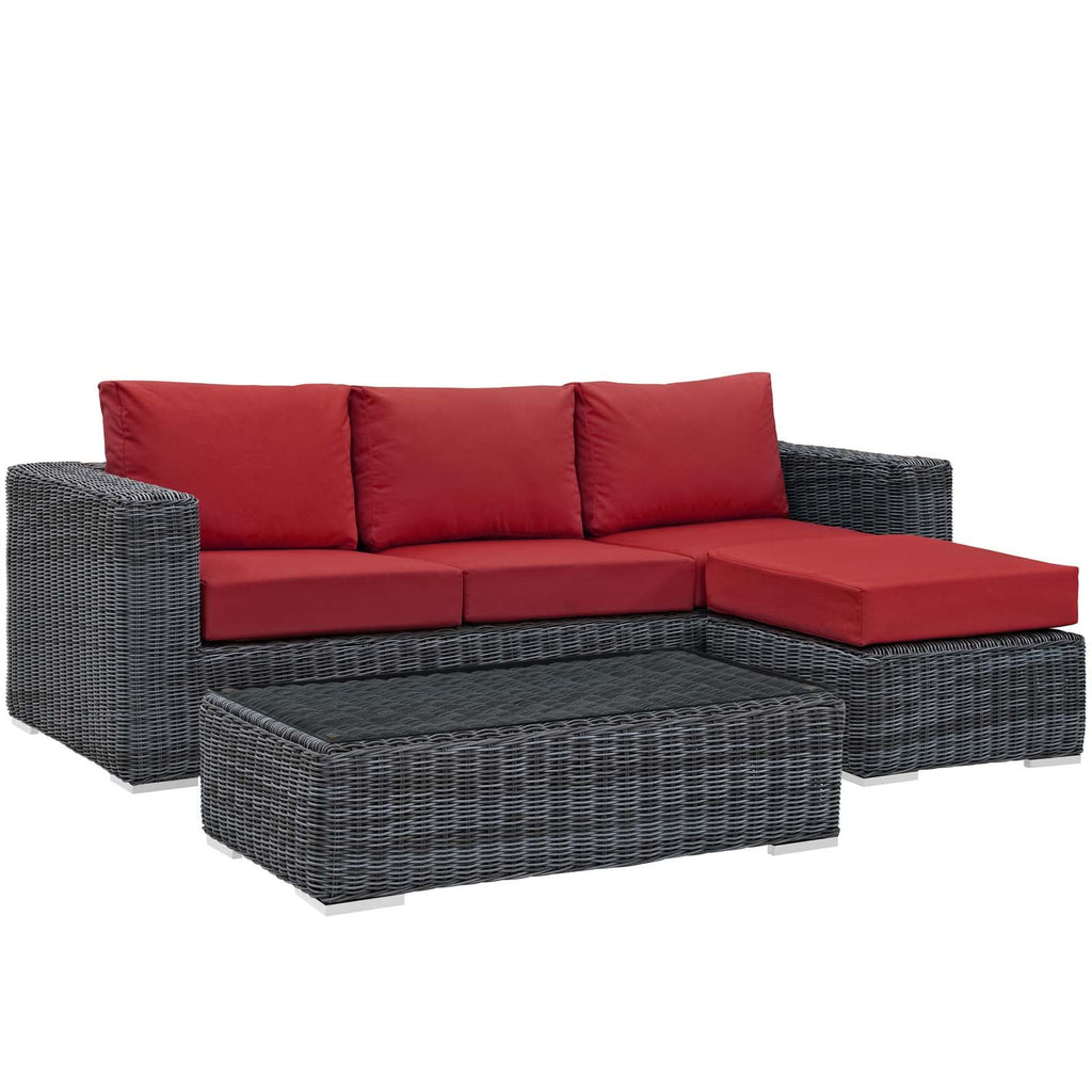 Summon 3 Piece Outdoor Patio Sunbrella¨ Sectional Set by Modway