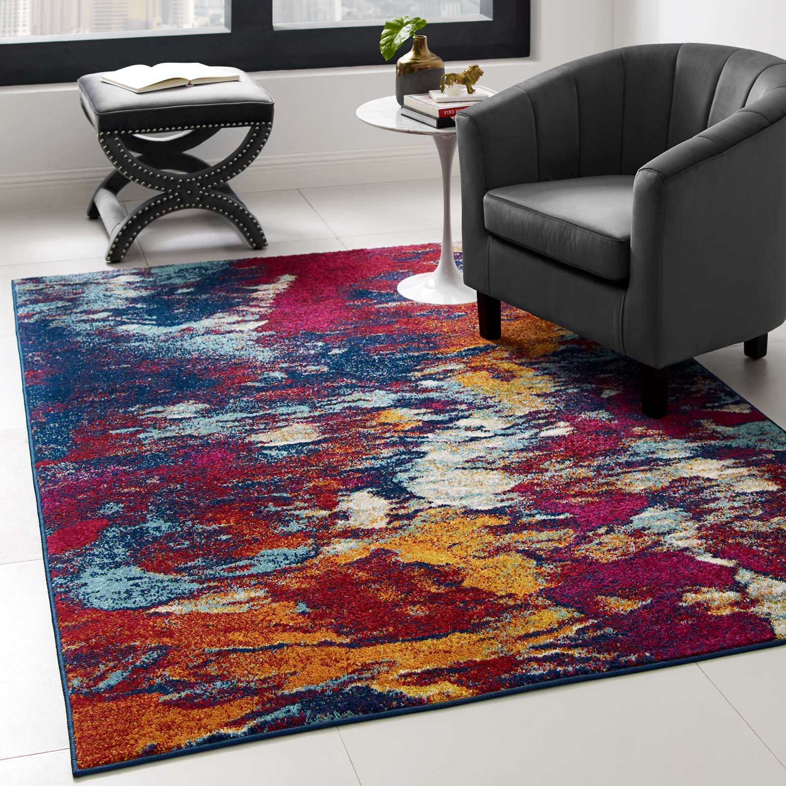 Entourage Foliage Contemporary Modern Abstract 5x8 Area Rug by Modway