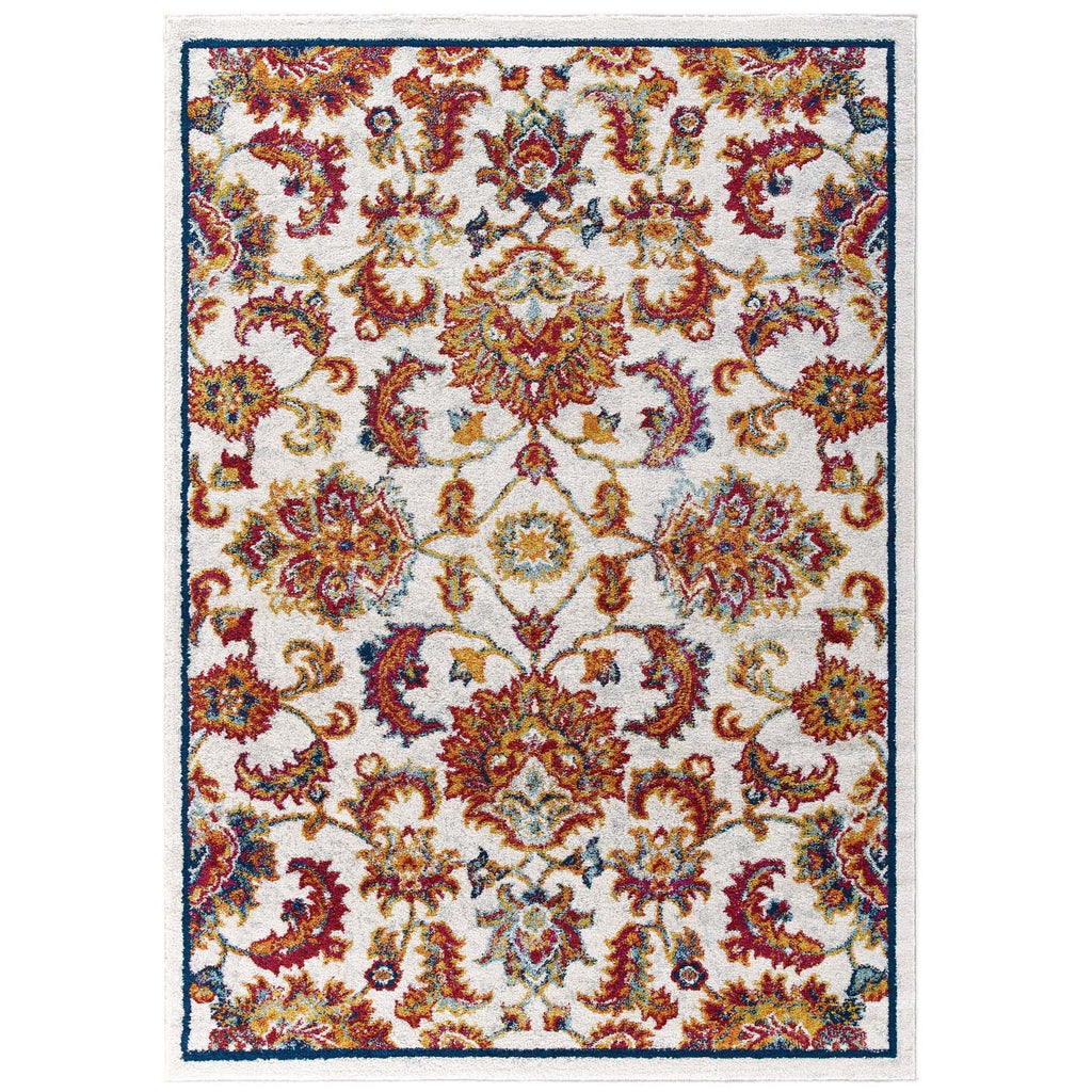 Entourage Azami Distressed Vintage Floral Lattice 5x8 Area Rug by Modway