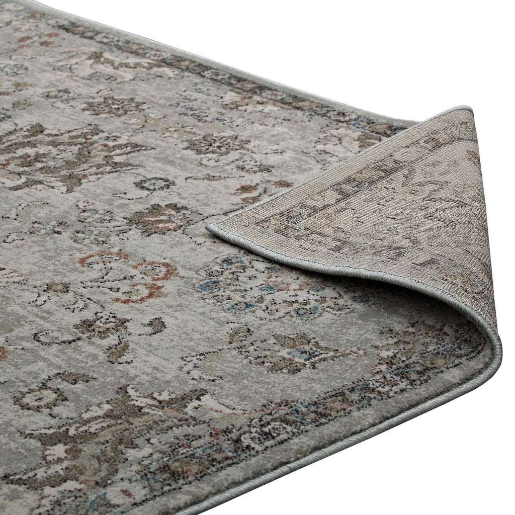 Hana Distressed Vintage Floral Lattice 5x8 Area Rug by Modway