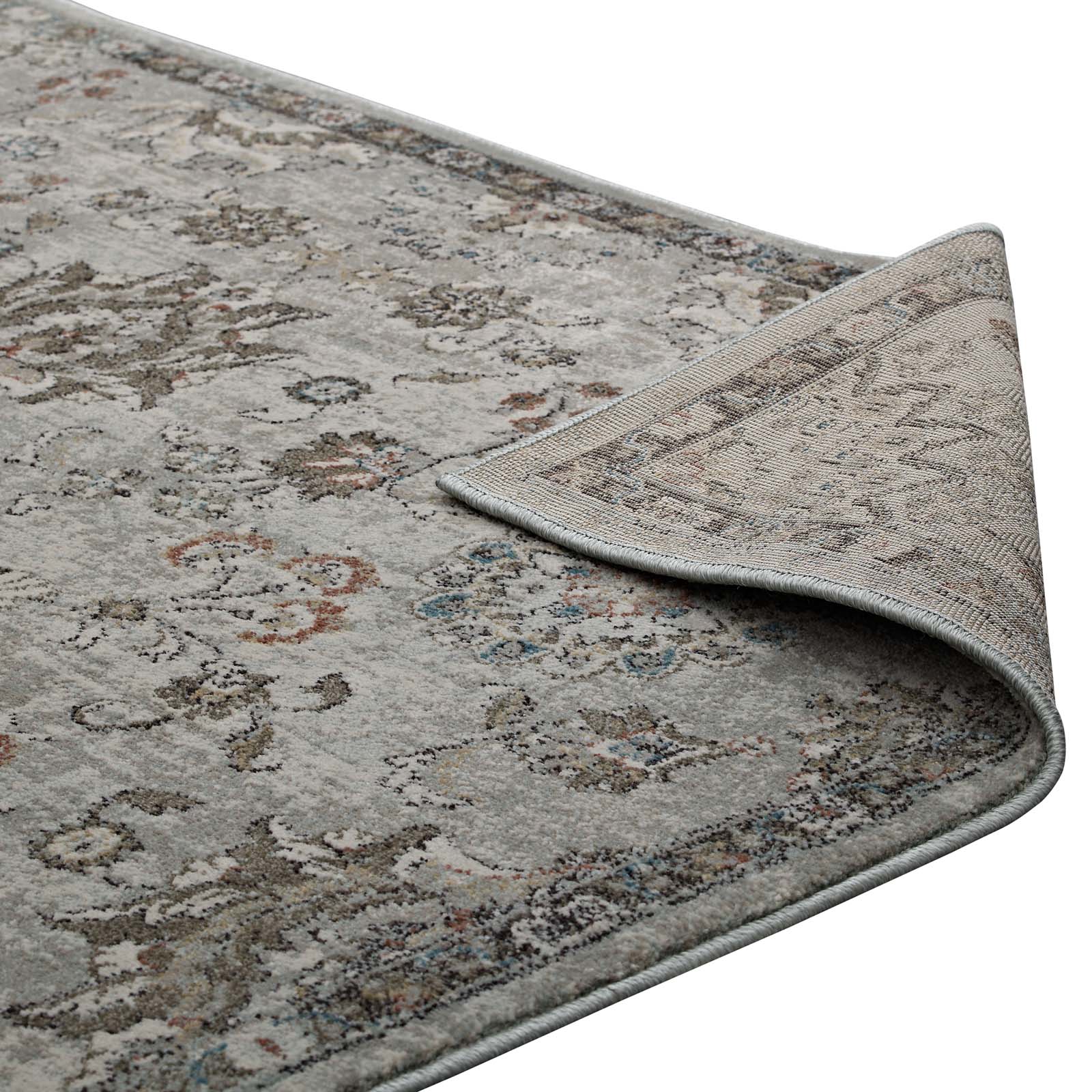 Hana Distressed Vintage Floral Lattice 5x8 Area Rug by Modway