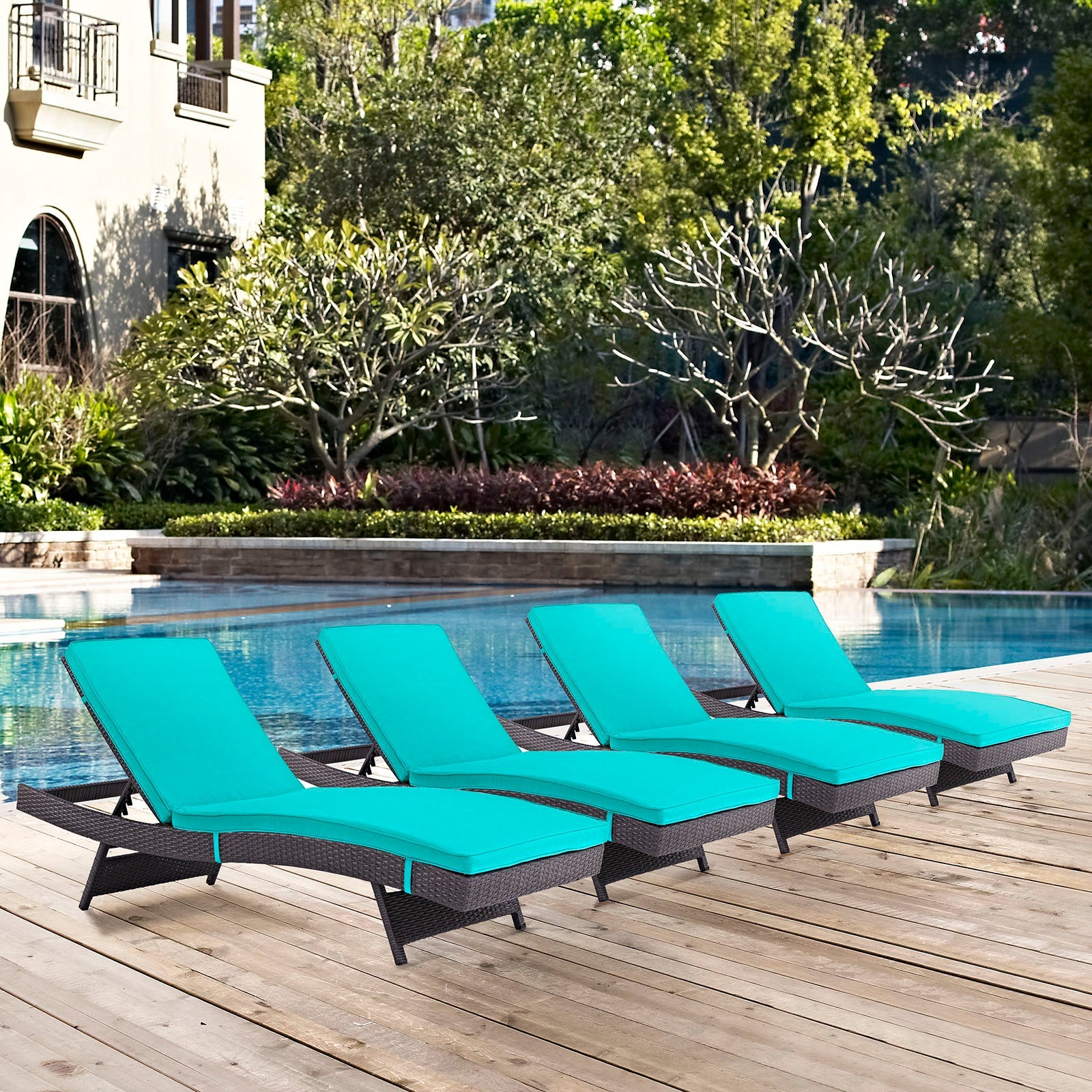 Convene Outdoor Patio Chaise Set of 4 by Modway
