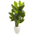 5' Spathyfillum Artificial Plant in White Planter (Real Touch)