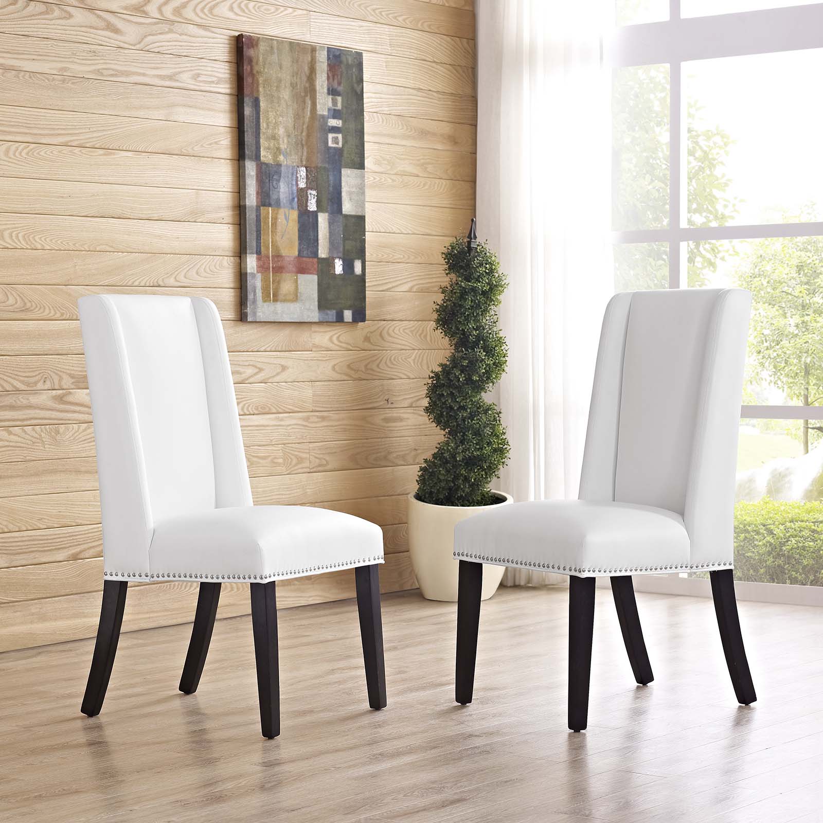 Baron Vinyl Dining Chair Set of 2 by Modway