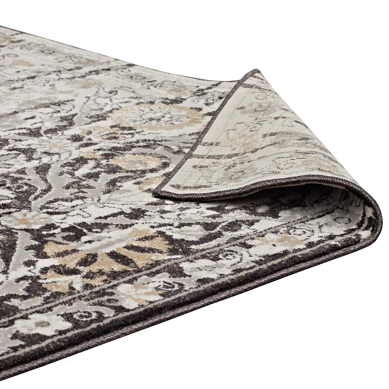 Ganesa Distressed Diamond Floral Lattice 5x8 Area Rug by Modway
