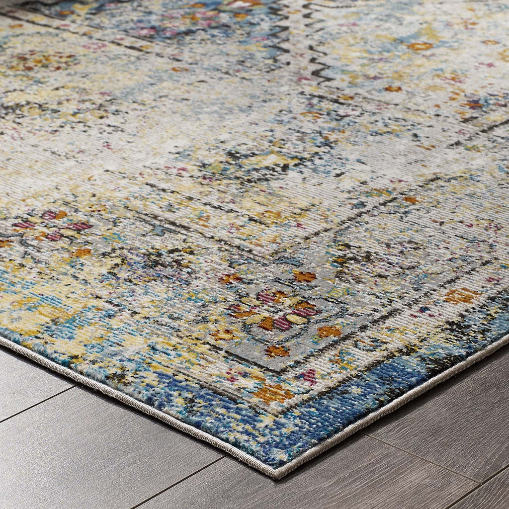 Success Jacinda Distressed Vintage Floral Vintage Medallion 5x8 Area Rug by Modway