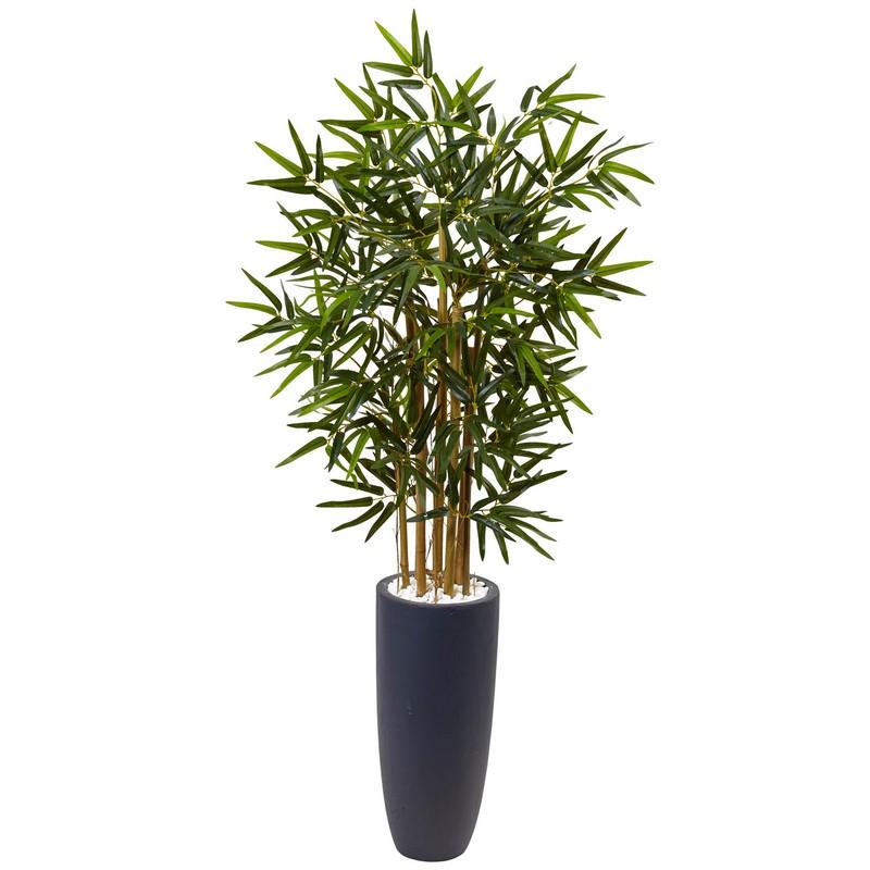 4' Bamboo Tree in Gray Cylinder Planter