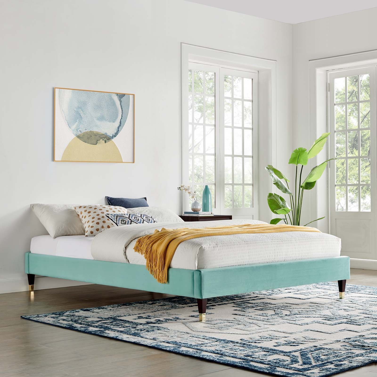 Harlow Performance Velvet Queen Platform Bed Frame by Modway