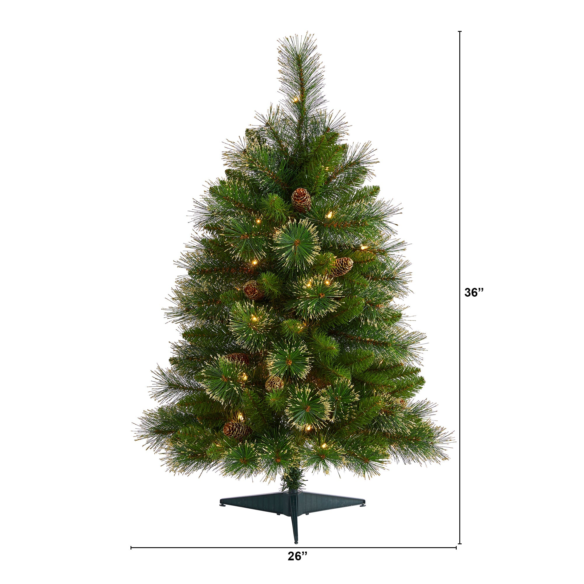 3' Golden Tip Washington Pine Artificial Christmas Tree w/ 50 Clear Lights