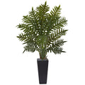 4.5' Evergreen Plant In Black Planter 6314 By Nearly Natural
