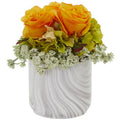 Rose and Hydrangea Artificial Arrangement in Marble Finished Vase