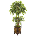 59"  Variegated Ficus Artificial Tree in Decorative Planter