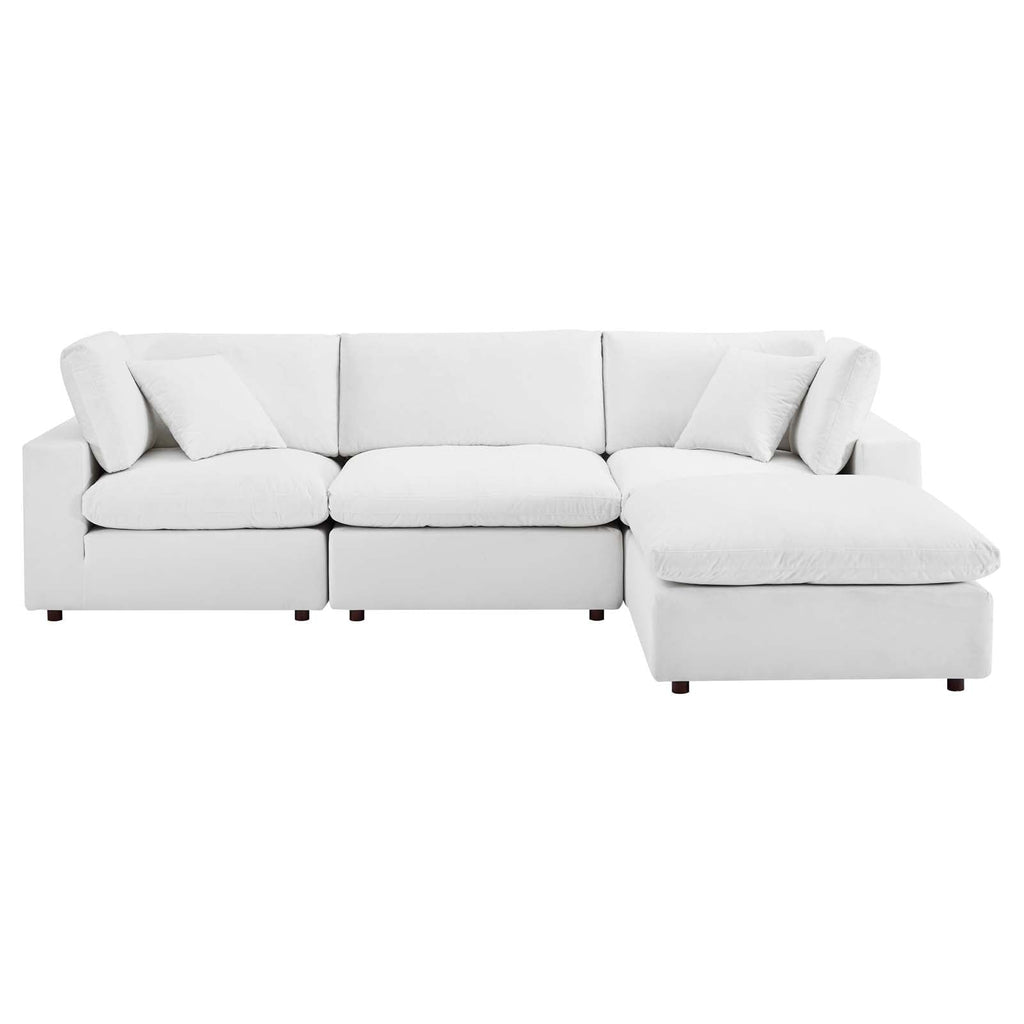 Commix 4-Piece Down Filled Overstuffed Performance Velvet Sectional Sofa by Modway