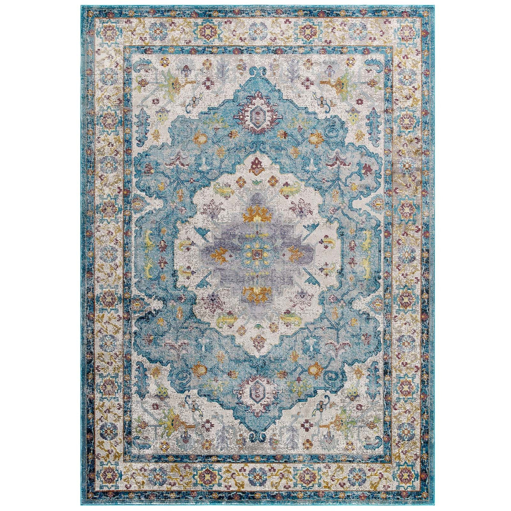 Success Anisah Distressed Floral Vintage Medallion 4x6 Area Rug by Modway