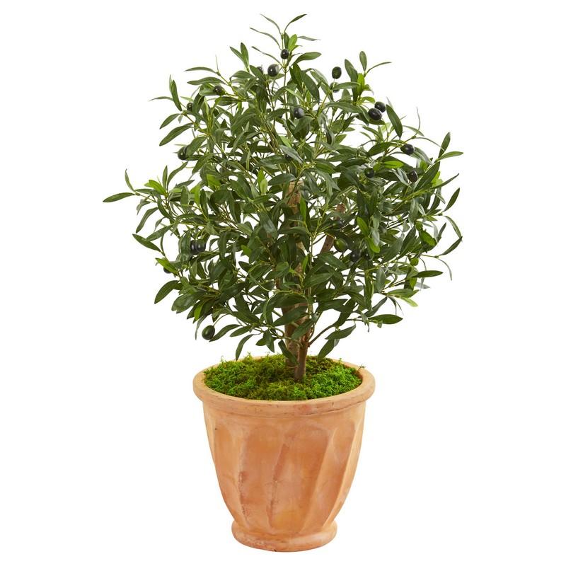 34" Olive Artificial Tree In Terra Cotta Planter 9221 By Nearly Natural