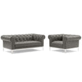 Idyll Tufted Upholstered Leather Loveseat and Armchair by Modway