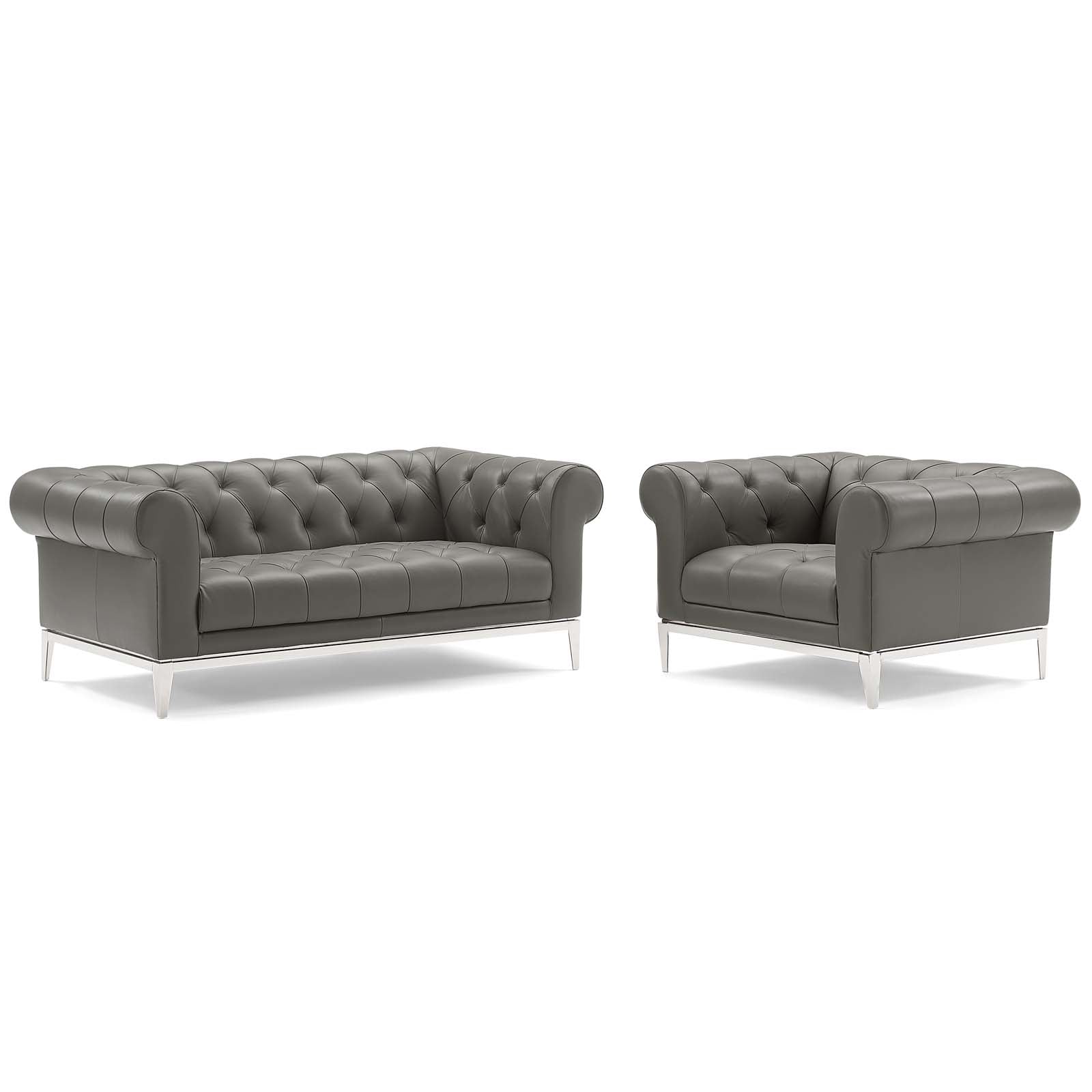 Idyll Tufted Upholstered Leather Loveseat and Armchair by Modway