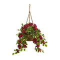3.5' Poinsettia and Variegated Holly Artificial Plant in Hanging Basket