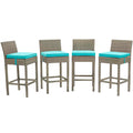 Conduit Outdoor Patio Wicker Rattan Bar Stool Set of 4 by Modway