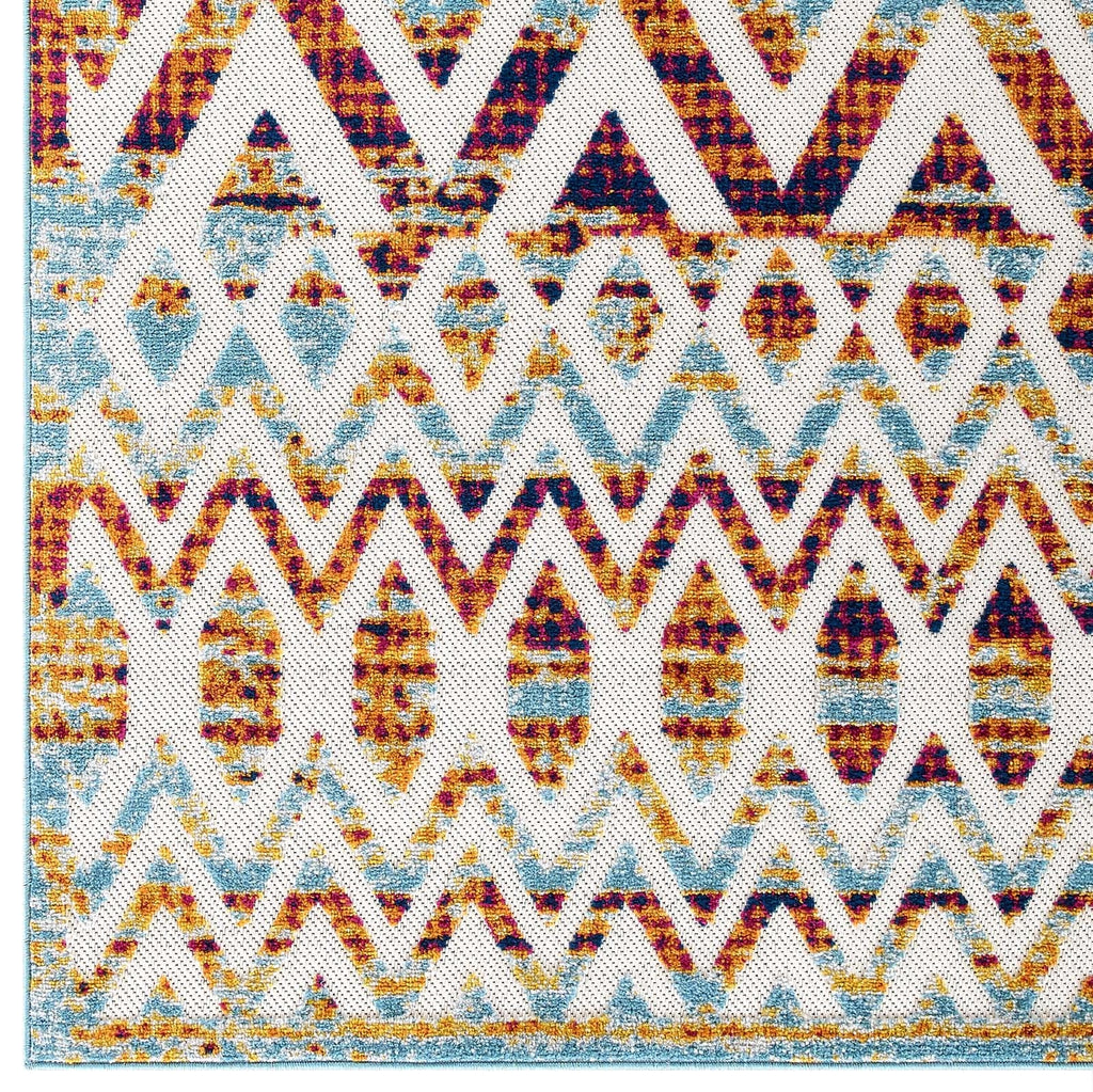 Reflect Tamako Diamond and Chevron Moroccan Trellis 5x8 Indoor / Outdoor Area Rug by Modway